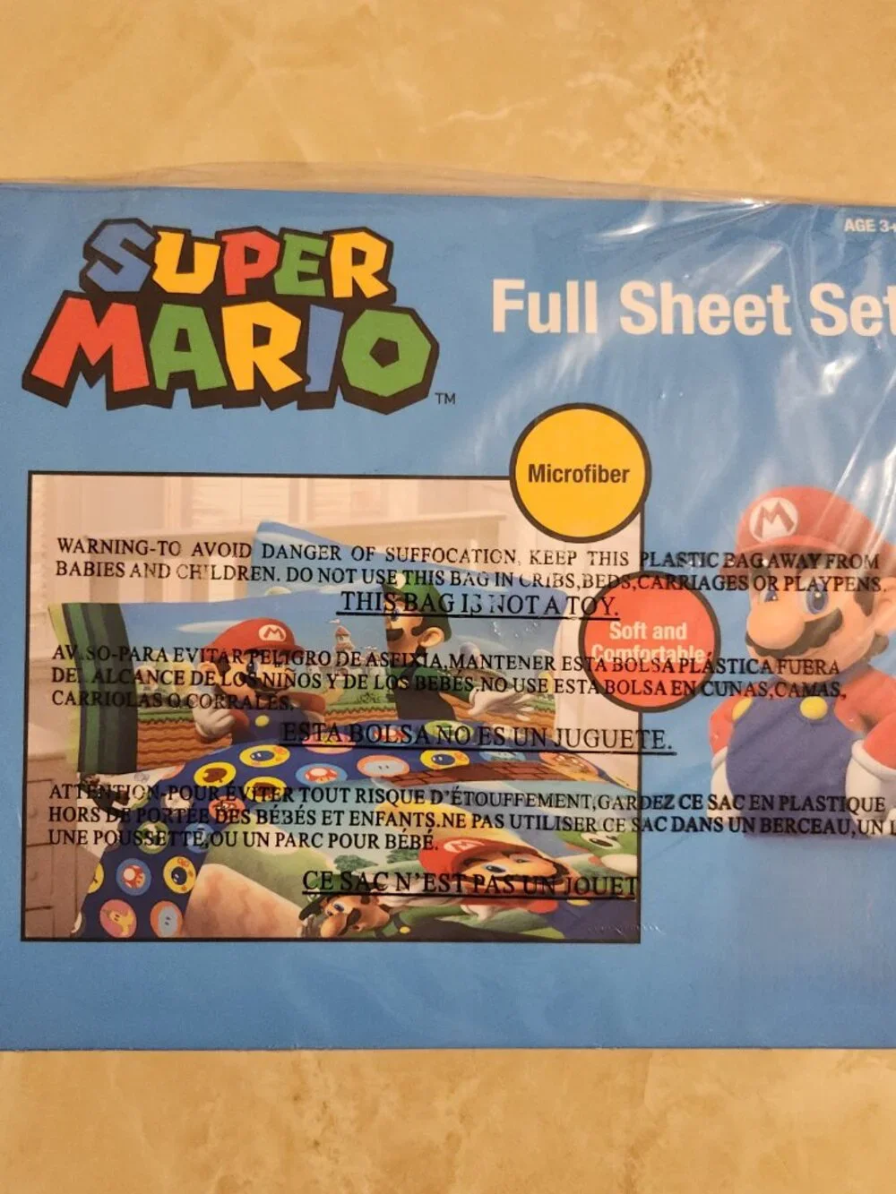 SUPER MARIO Full Size Sheet Set Trifecta Fun 4-Piece New Sealed